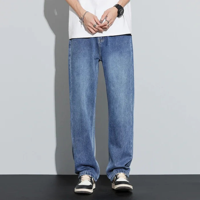 2024 New Jeans Men 100% Cotton Autumn Winter Loose Straight Wide Leg Trousers  Fashion Brand Cargo Casual Pants for Men