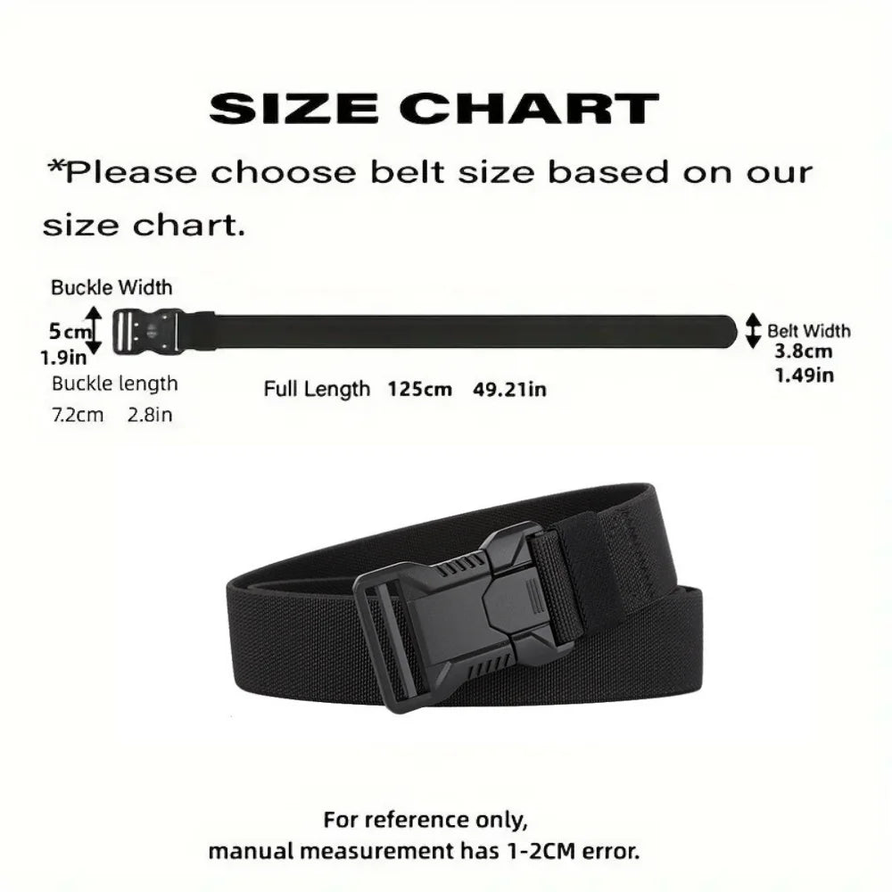Tactical Belt Men's Elastic Webbing - Military Nylon Stretch Breathable Waistband for Outdoor Training Pants