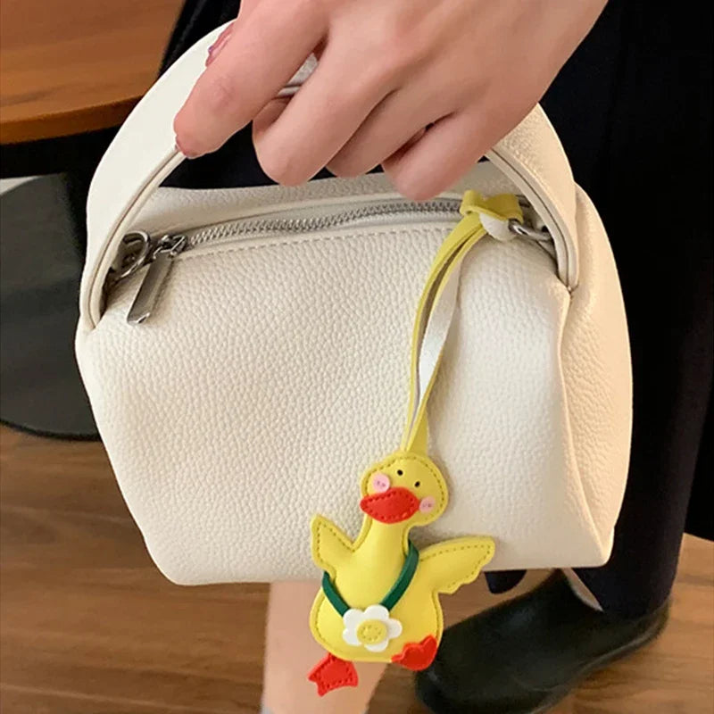 Cute Cartoon Duck Bag Charm High Quality Cute Leather Fashion Charm Bag Keyring Backpack Decoration Accessories Gifts