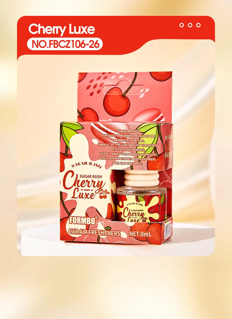 Car Air Freshener Hanging Perfume Bottle Cookies & Cream Cherry Luxe Dreamy Treats Scent Auto Rearview Mirror Pendant Deodorant