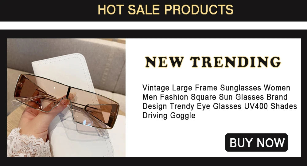 Trendy Punk Sunglasses Rimless Rectangle Sun Glasses for Men Women Fashion UV400 Driving Shades Frameless Gradient Eyewear