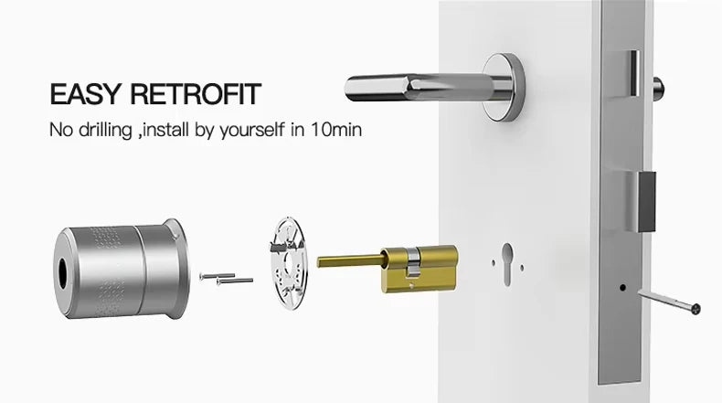 Wehere M521 Smart Door Lock Fingerprint Cylinder Bluetooth for Door 50-100mm Thickess Support TUYA TTlock Multiple Option