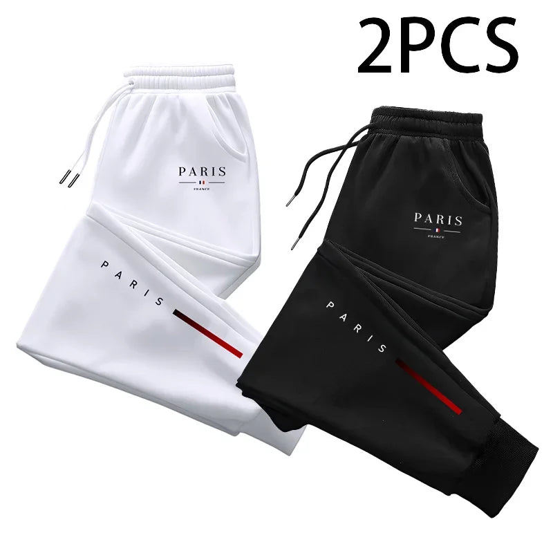 2 in 1 Sweatpants for Man Fall Winter Daily Casual Sporty Jogger Pants Paris Fashion Print Trousers Home Outdoor Comfort Bottoms