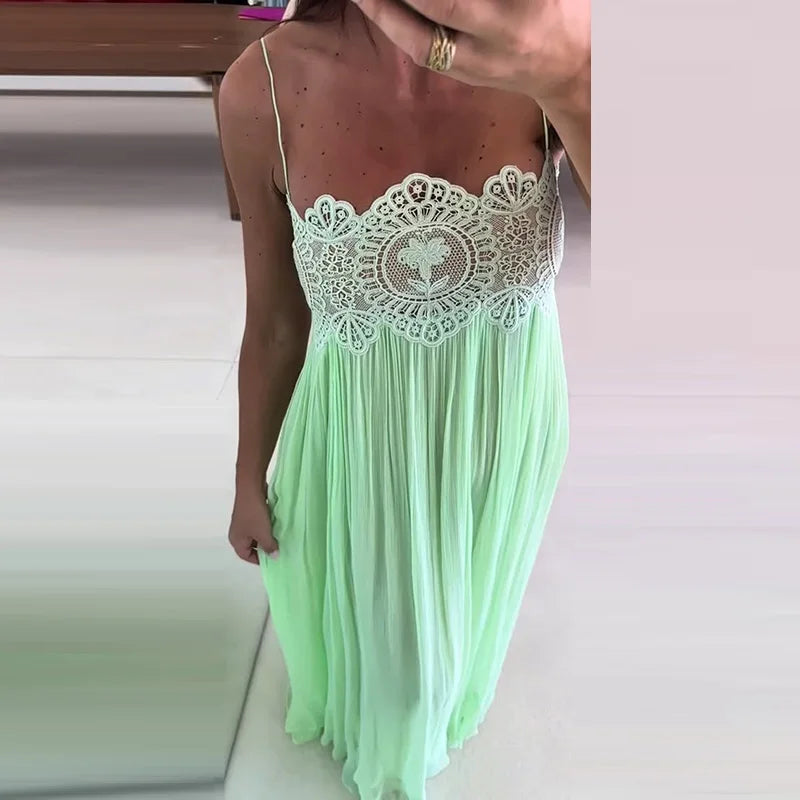 Lace Women Two Piece Set Camisole Tank Top See Through Wide Leg Jogger Pants Stylish Two Piece Outfit Lace Trim Detail  Fashion