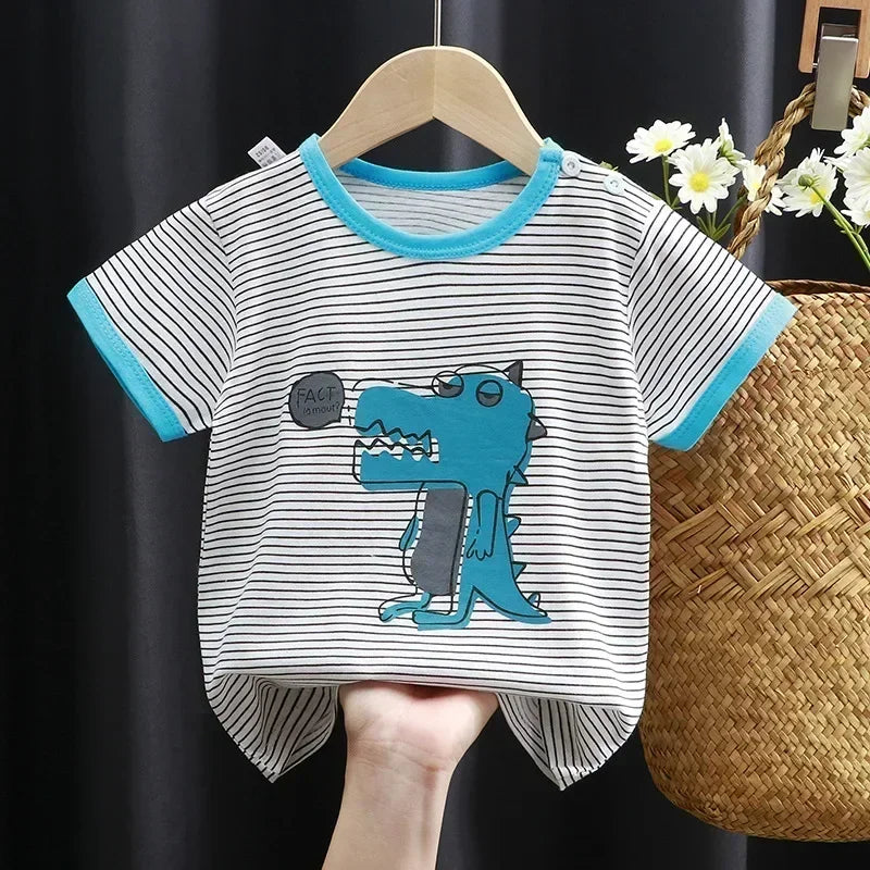 Baby Summer T-shirts Kids Toddler Children's Clothing Cartoon Print Cotton Tee Tops Boys and Girls Clothes