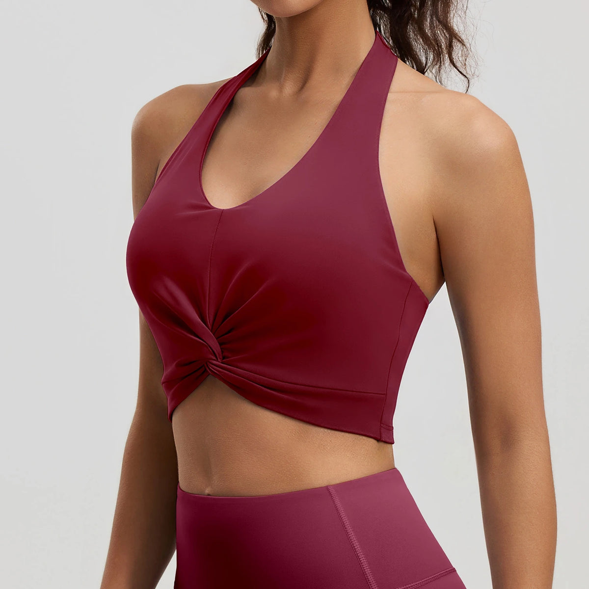 2026 New Halter Back Sports Bra Double-sided Fabric High Stretch Breathable Removable Pads Yoga Tank Top for Fitness Pilates