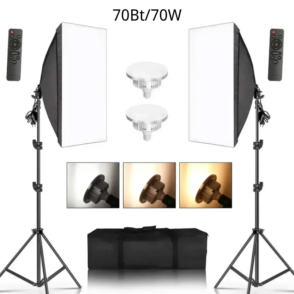 20-135W Softbox Lighting Kit 50x70CM Photography LED Lamp Professional Continuous Light System Equipment For Photo Studio