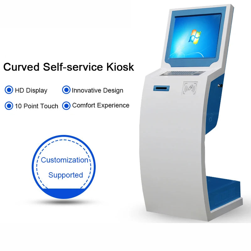 19-inch Floor-standing Vertical Self-service Touch Screen Terminal All-in-one Machine With Keyboard Tray Drawer