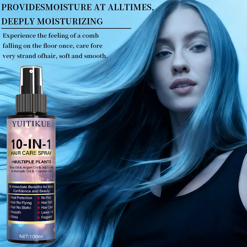 YUITIKUE 10-in-1 Hair Treatment Spray - Heat Protection, Smooths Flyaways, Adds Shine & Moisture to Hair