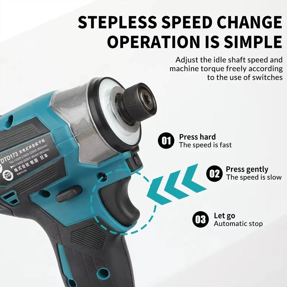 Makita DTD173 1800RPM Cordless Impact Driver 180N.m Brushless Motor Electric Drill Wood/Bolt/T-Mode For Makita Battery