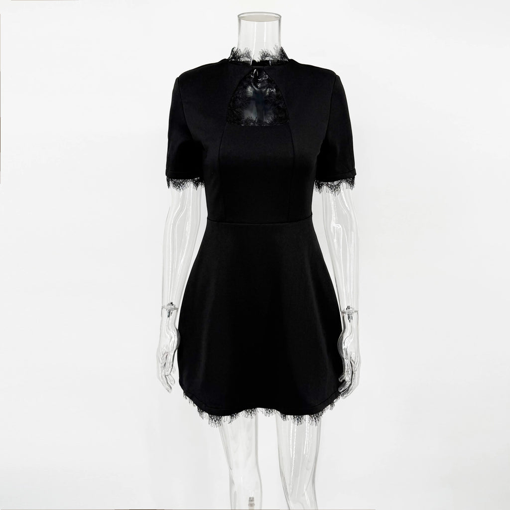 Talenza Luxury Black Evening Dress Fashion Lace Patchwork Slim High-Waisted Hollow Out Dress Elegant Summer Women's Party Dress