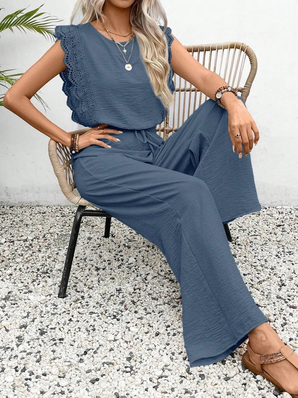 2026 Summer New Women's Suit Sleeveless O-neck Top Elastic Waist Straight Pants Slim Street 2-piece Set