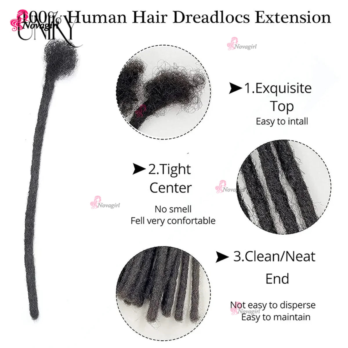 0.2/0.4/0.6/0.8 cm Human Hair Dreadlocks Extensions Brazilian Real Human Hair Locks Extensions Handmade Dreadlocks For Women/Men