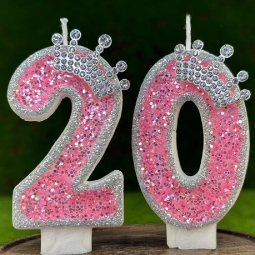 0-9 Cake Number Candles Birthday Candle Pink Colour Creative Candle Princess Crown Girl Happy Birthday Party Decoration Topper