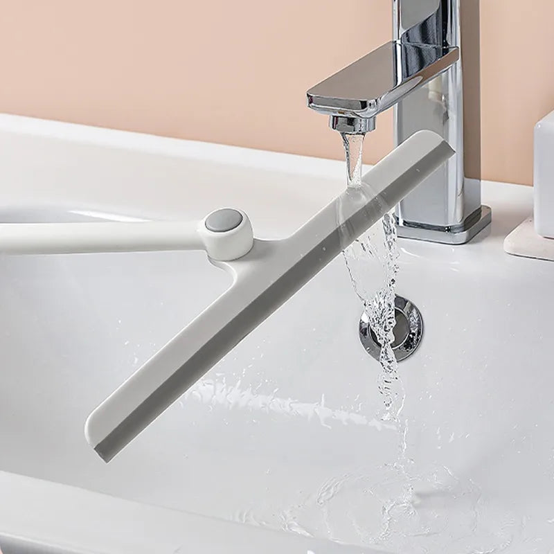 360 Degree Rotatable Shower Squeegee Glass Wiper Scraper Squeegee Cleaner With Silicone Holder Bathroom Mirror Scraper Cleaning