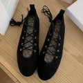 Fashion Cross Lace Up Ballet Flats Women Comfort Round Toe Soft Sole Designer Autumn Flats Elegant Party Dress Shoes for Ladies
