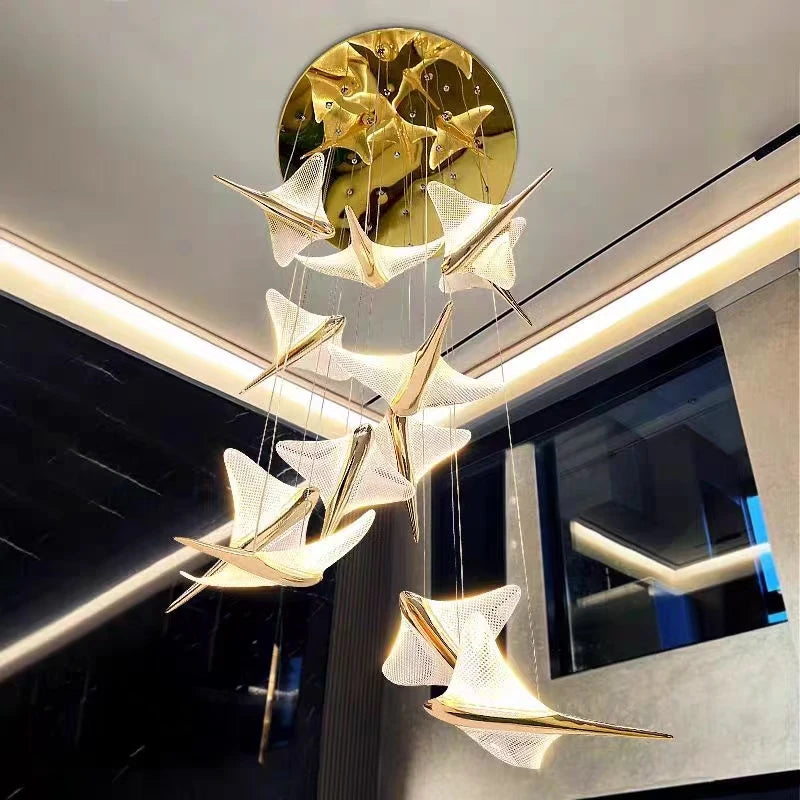 Modern Staircase Branch Chandelier New Luxury Home Hotel Iobby Decoration LED Indoor Lighting Customizable Chandelier