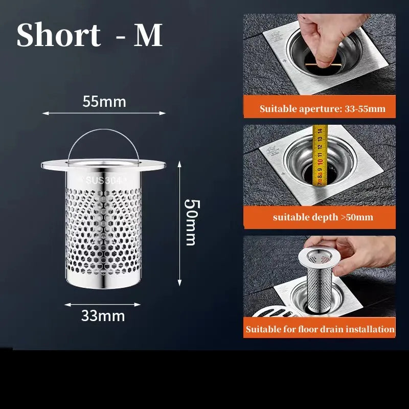 Floor Drain Filter Mesh Anti-Clogging Sink Strainer Food Hair Stopper With Handle Anti-Pest Sealing Cover Shower Leak Net