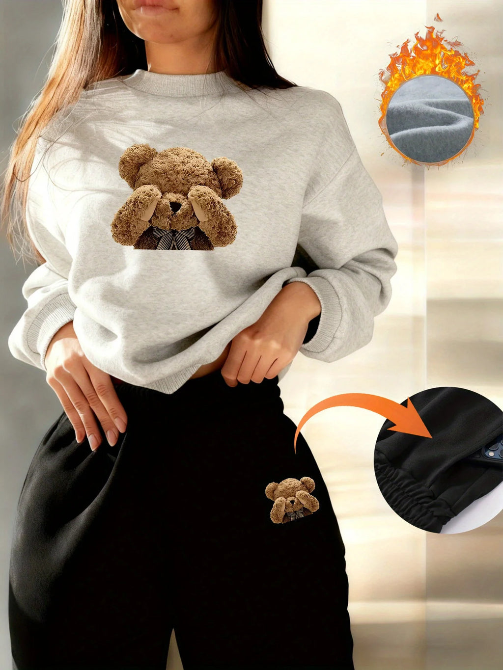 women Hoodies+sweatpant set Hip Hop Street Casual Printed Hoodie Oversize Loose New Sweatshirts Autumn Warm Fleece Clothing