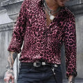 2024 Leopard Print Pattern Lapel Button men's Shirt 3D Printed Casual Fashion Long Sleeved Shirt Street Unisex Clothing Top