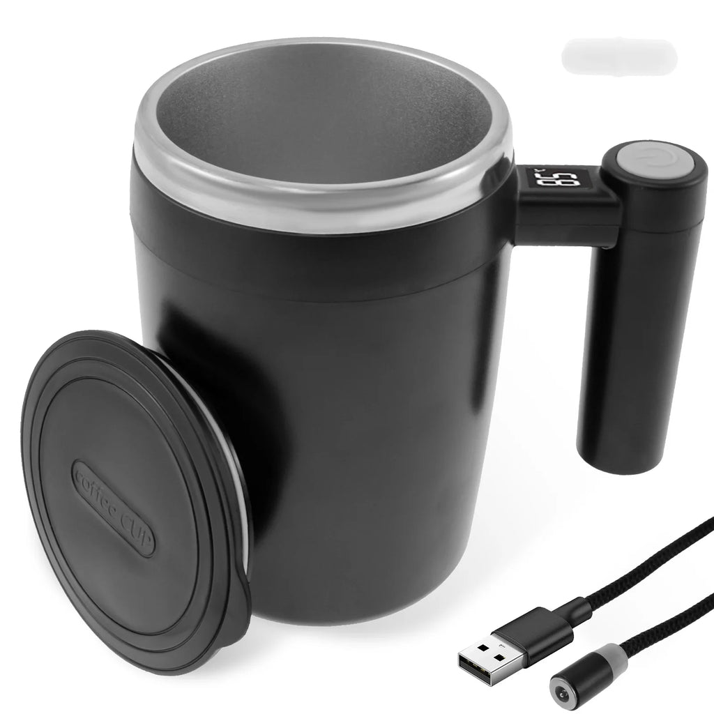 Upgrade Self Stirring Mug, Rechargeable Automatic Magnetic Stirrer Coffee Cup 400ml Stainless Steel Self Stirring Coffee Cup