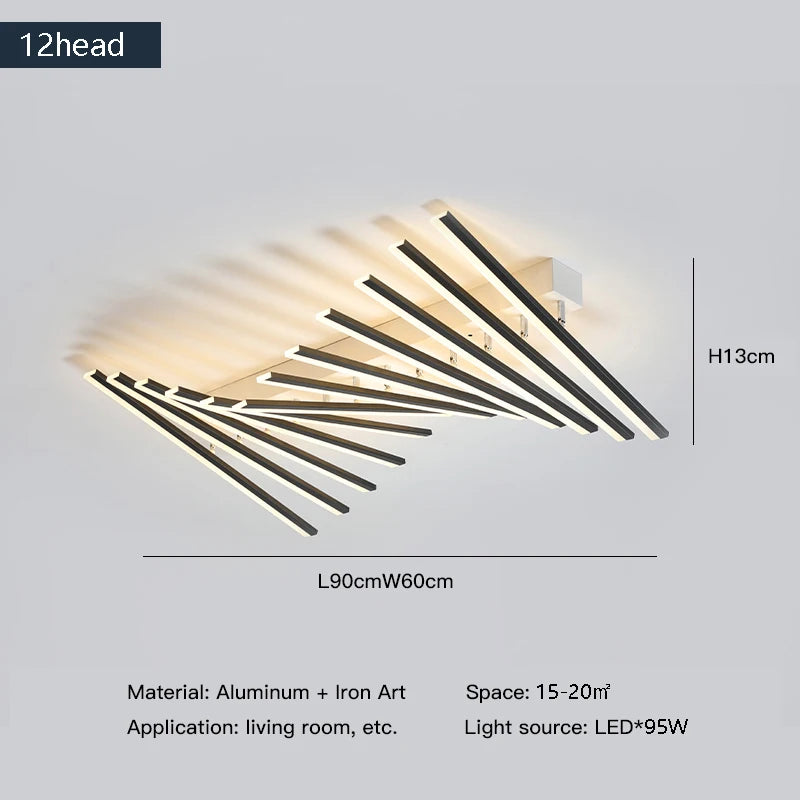 Modern LED Suitable for Living Room Pendant Lights With Remote Control Indoor Bedroom Office Lighting Long Strip Ceiling Lights