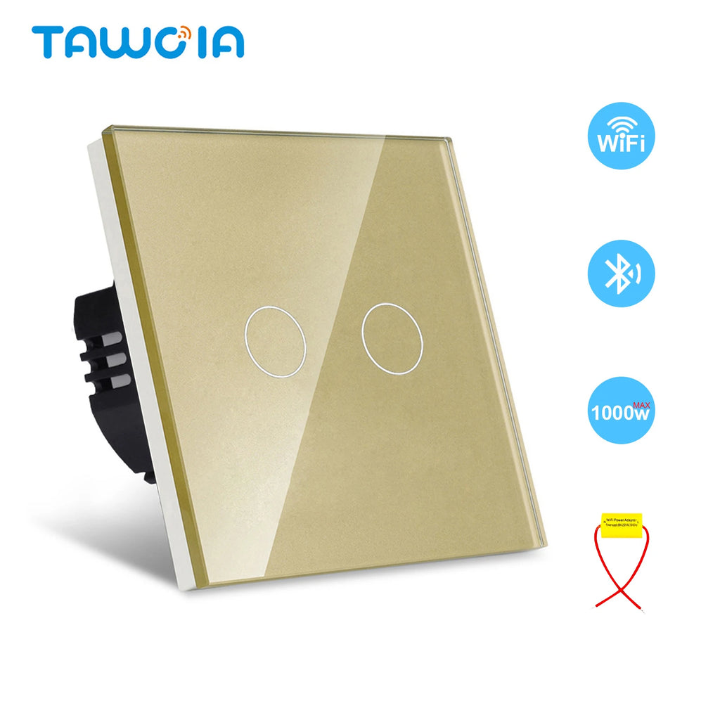 TAWOIA Wifi Touch Light Switches 1/2/3/4Gang Smart Wall Switch Tuya Smart Life Alexa Voice Control With Capacitor L/N1000W