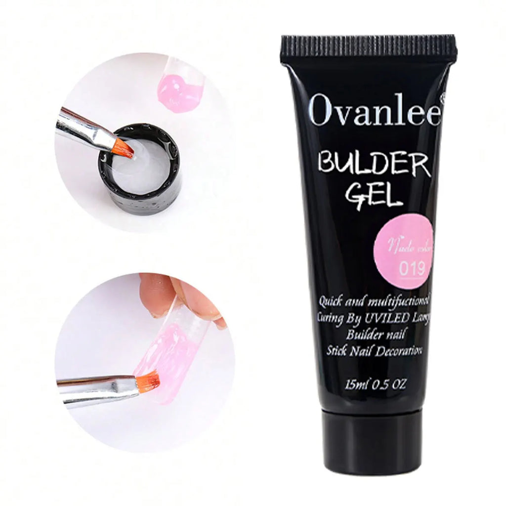 Ovanlee 18-Piece All-in-One Nail Builder Gel Kit – 12 Colors 15ml Polygel with Mini UV/LED Lamp, Cleaning Fluid, Nail Tips & Tools – Form-Free DIY Manicure Extension & Strengthening Set