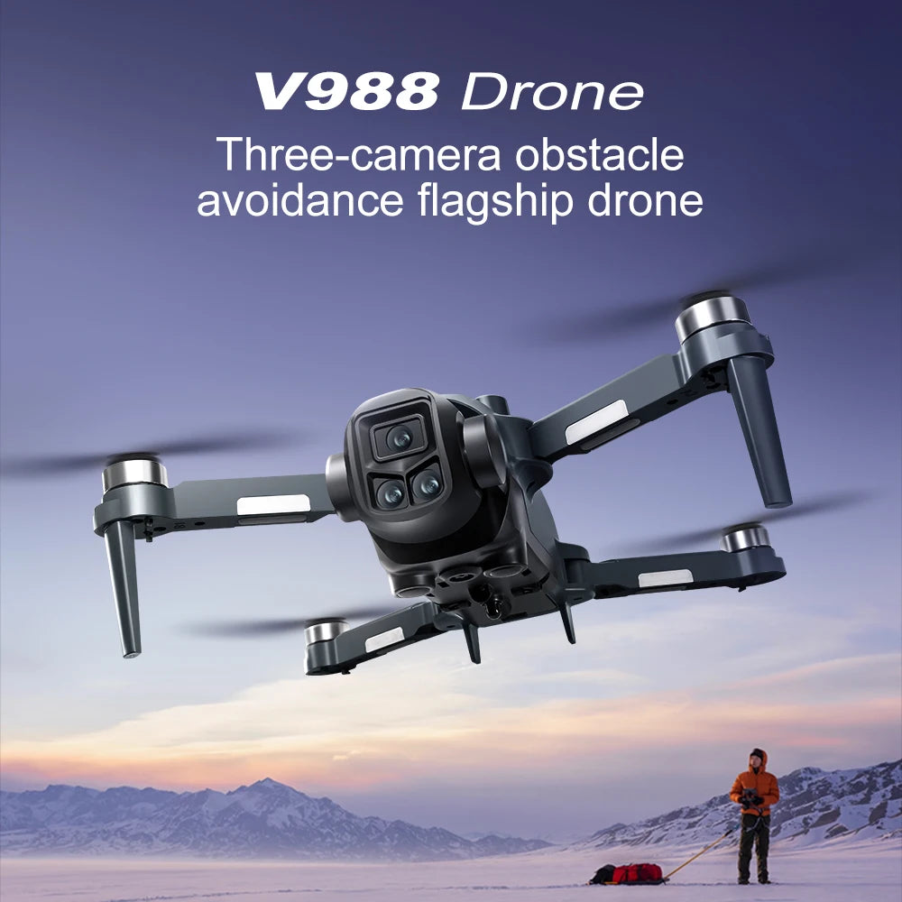 Original V988 Drone 4K HD Camera 360°Obstacle Avoidance Brushless 5G WIFI FPV GPS Quadcopter FPV RC Dron Toy with Big Screen