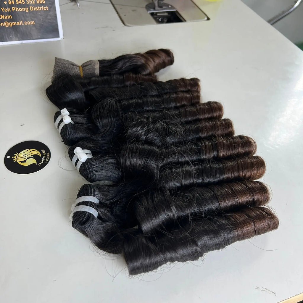 CDYHAIRVN Bouncy Curly 100% Single Donor Human Hair Customizable Color for Machine Double Weft Extensions Wholesale