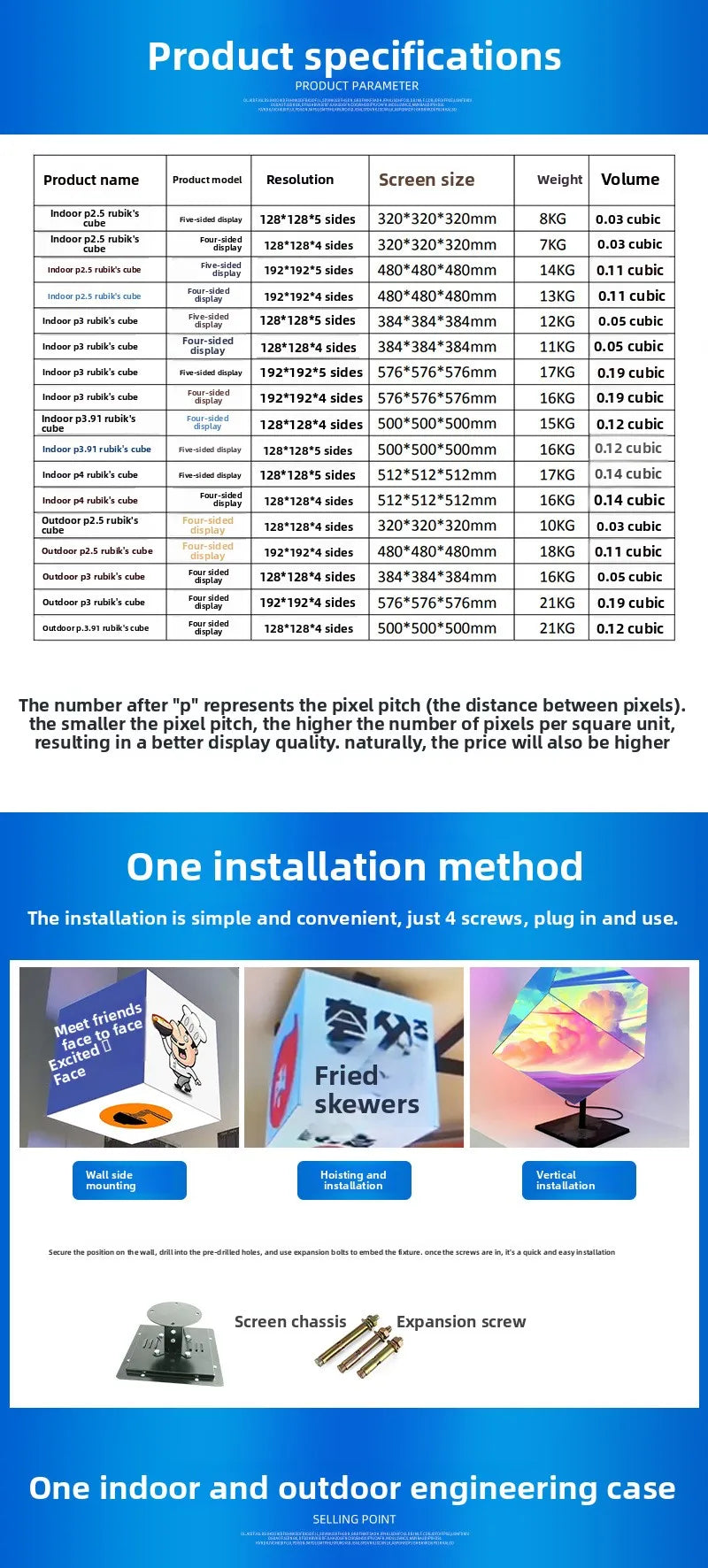 LED Rubik's Cube screen indoor and outdoor full color screen cube electronic advertising screen