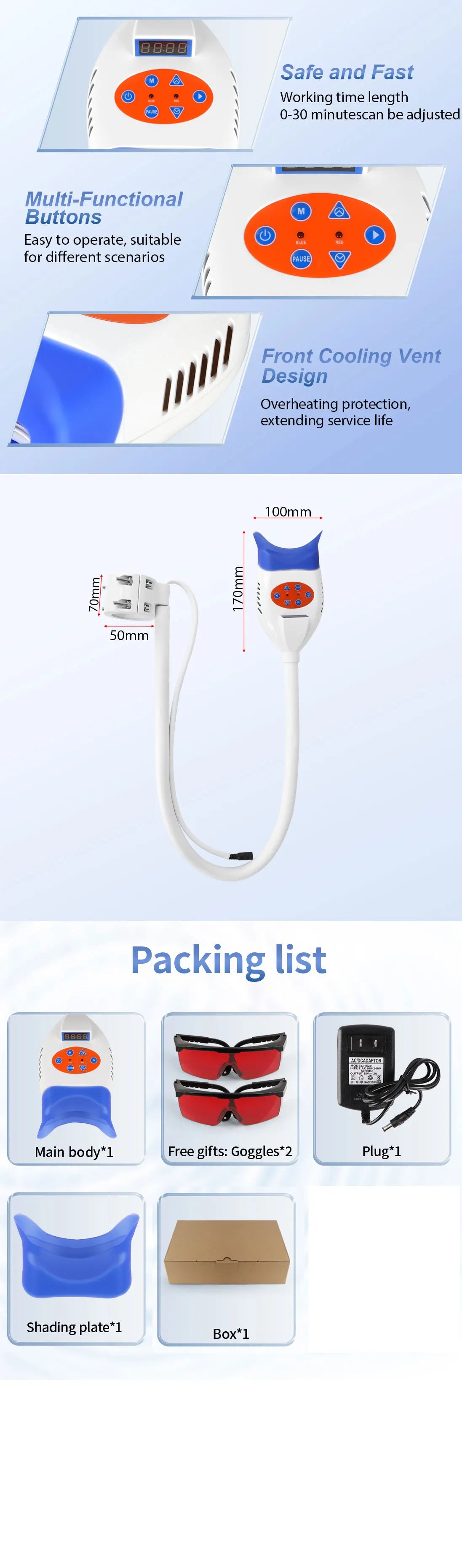 3 Colors Dental Teeth Whitening Lamp Accelerator Portable 8/10 LED Cold Light Teeth Bleaching Machine Teeth Whitening Light