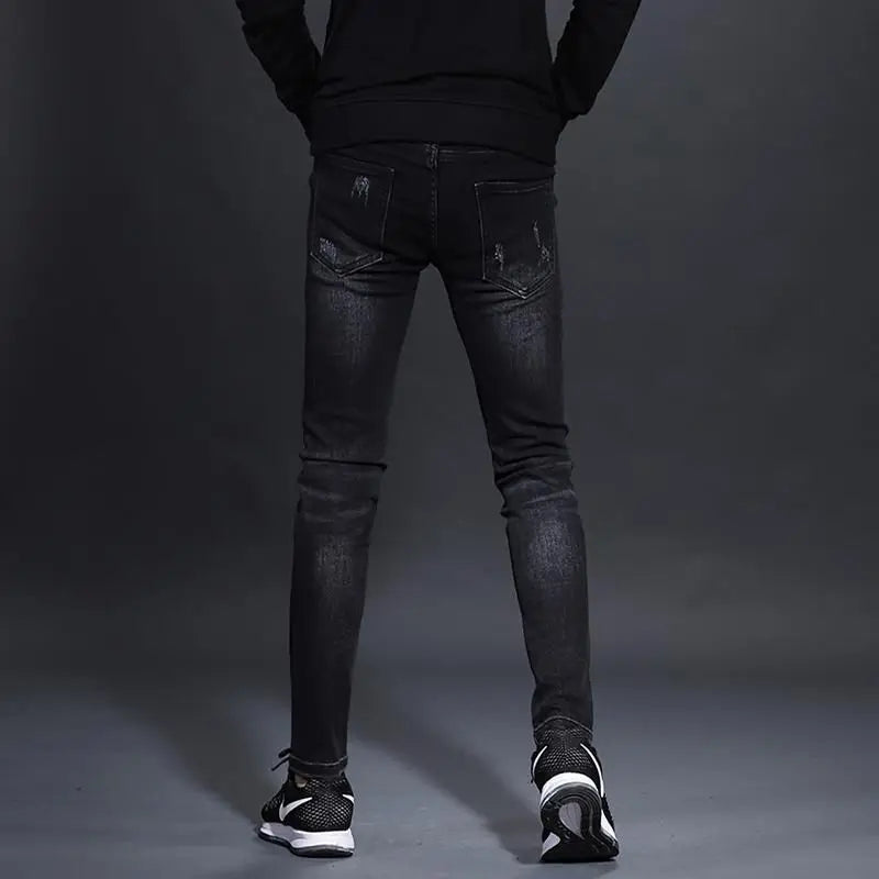 Fashionable Men's Luxury Cowboy Pants Skinny Jeans Black Skinny Jeans for Men Stretch Boyfriend Denim Youth Streetwear Trousers