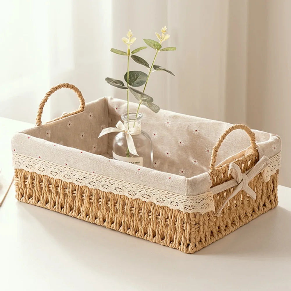 Imitation Rattan Rattan Storage Baskets Vegetable Fruit Multi-Purpose Hand-woven Baskets Toy Storage Home Decoration
