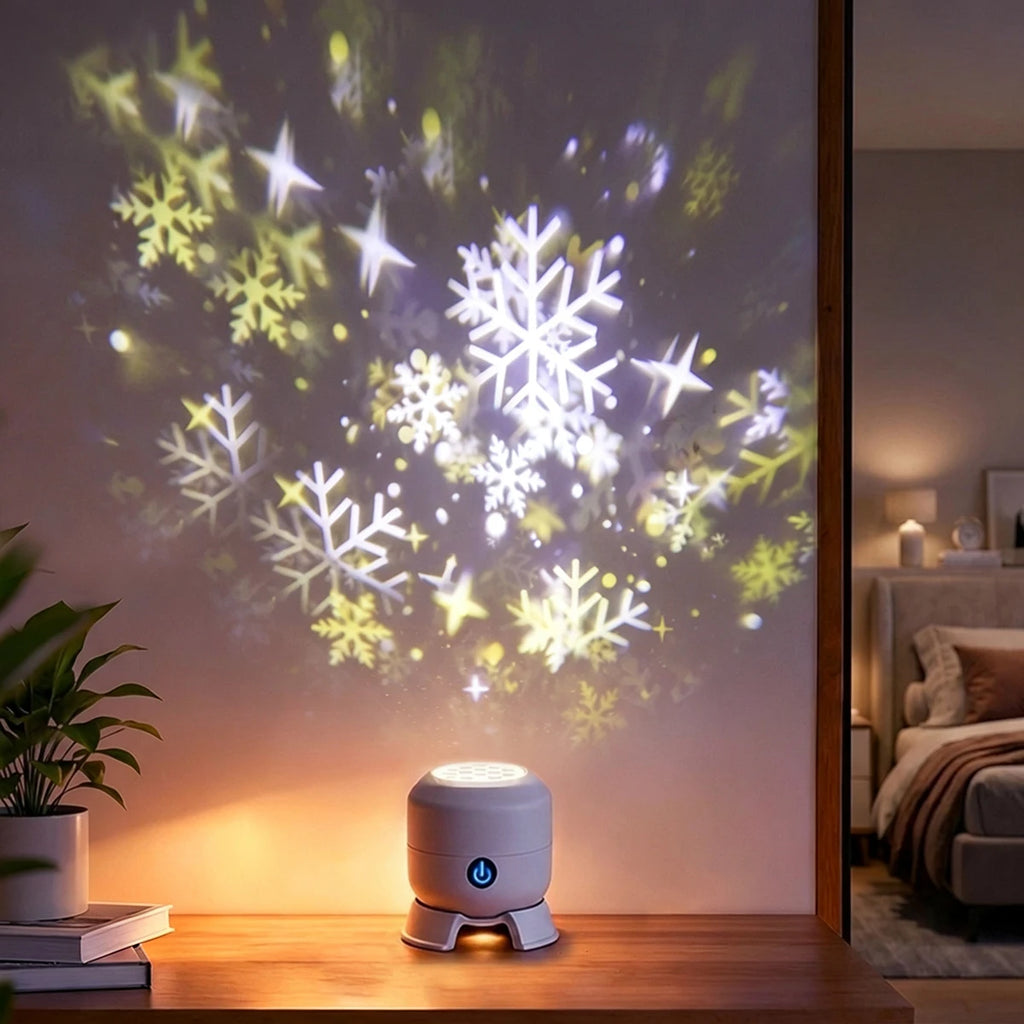 LED Ocean Projector Light USB Powered LED Night Light 360° Rotating Dynamic Atmosphere Lamp for Living Room Bedroom Game Decor