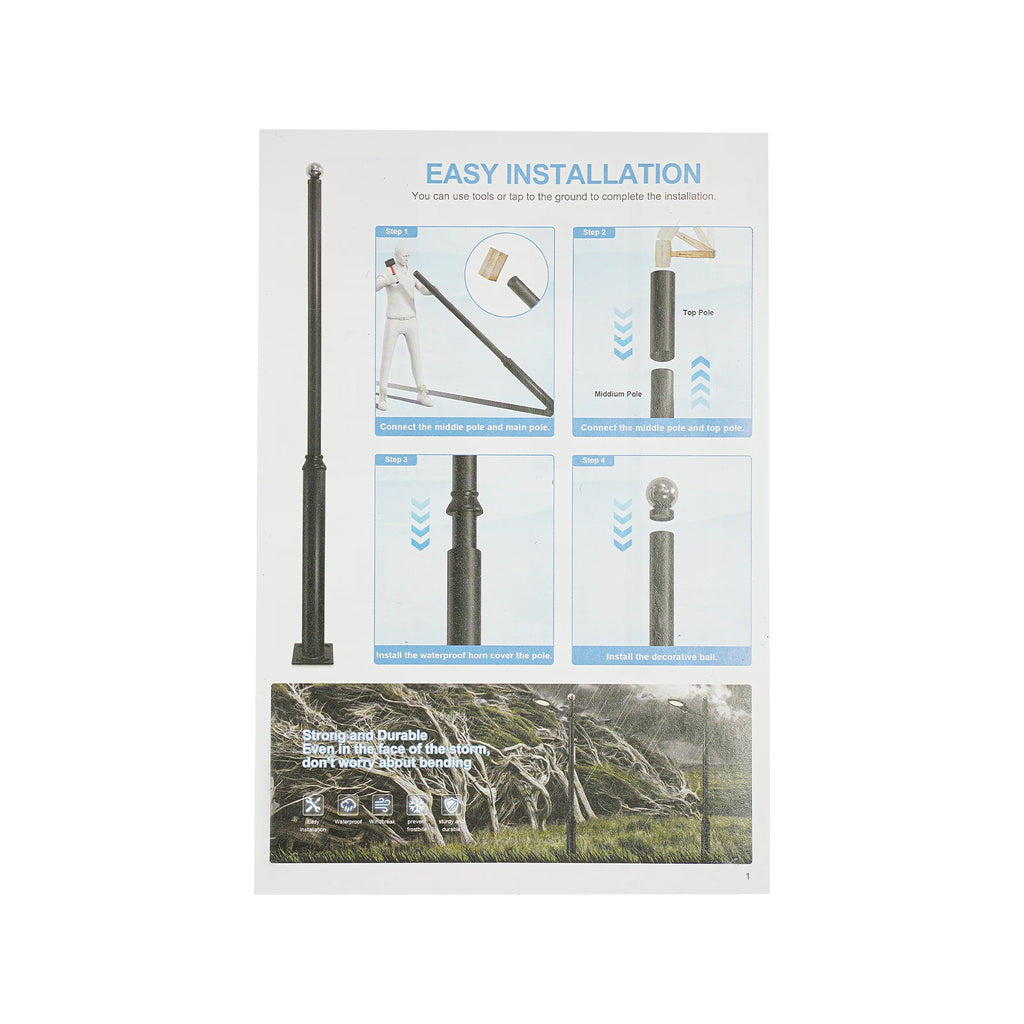 5m Split Outdoor Street Light Pole, Height Split Street Lamp Post for Road, Community and Outdoor Public Lighting 114+76mm Upper & Lower Pole, Economic Model