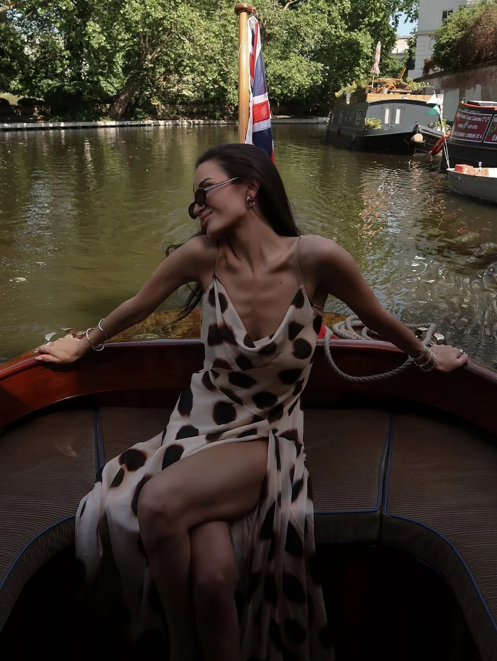 Sexy Printed Polka Dot Dress Retro Sheer Turn-down Collar Button Detachable Scarf Robe 2026 Summer Chic Y2k Women Casual Dresses