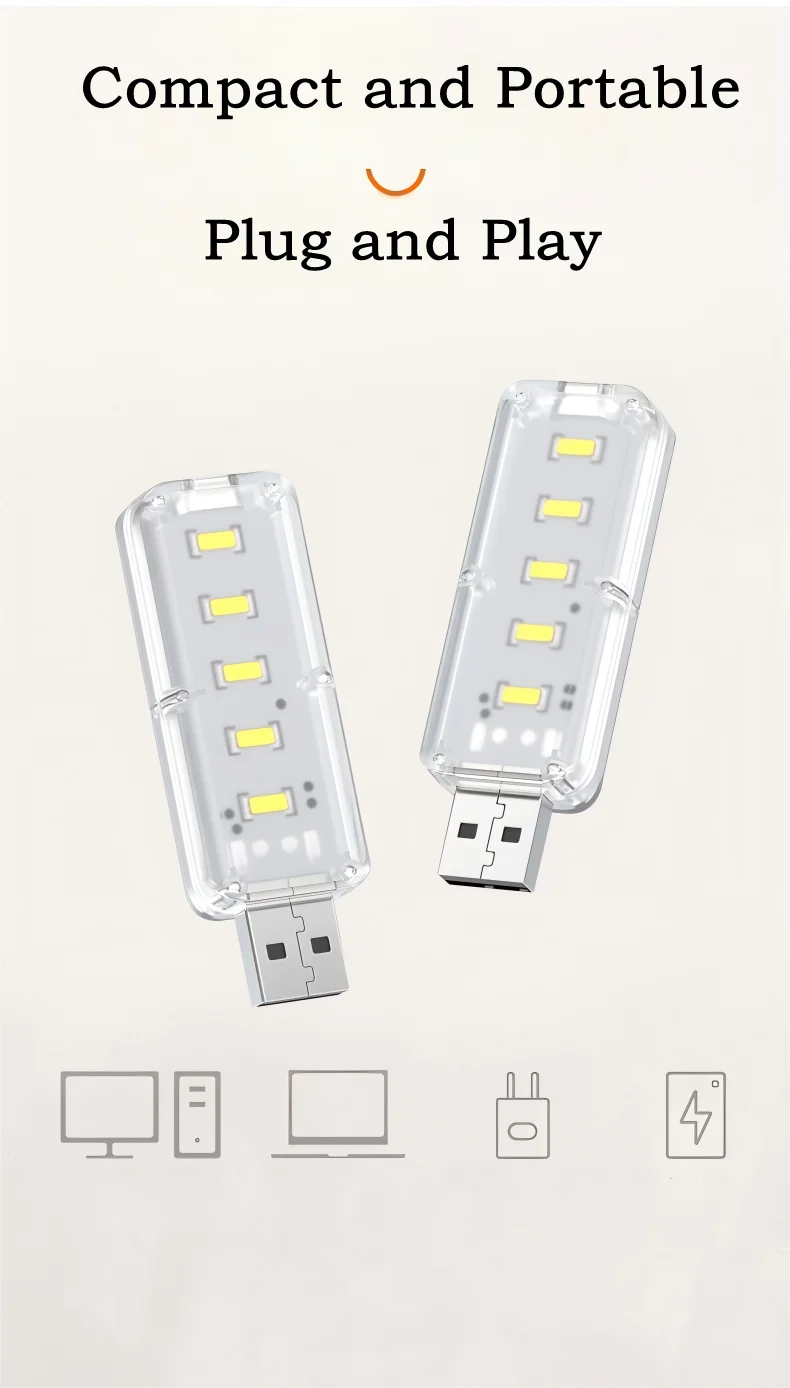 10LEDs USB Touch Dimming Night Light 5V Portable 3000K/6500K Bulb for Bedroom Study PC Laptop Mobile Power Bank Plug in Lighting