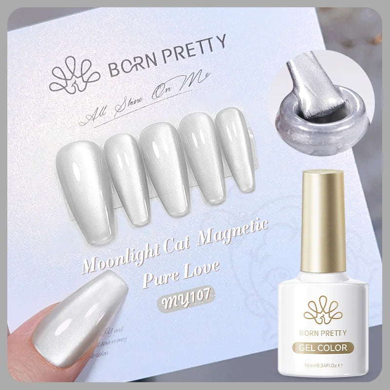 BORN PRETTY 10ml Silver Water Light Cat Magnetic Gel Nail Polish Nail Supplies Vernis Semi Permanent Gel for Fall Winter Nails