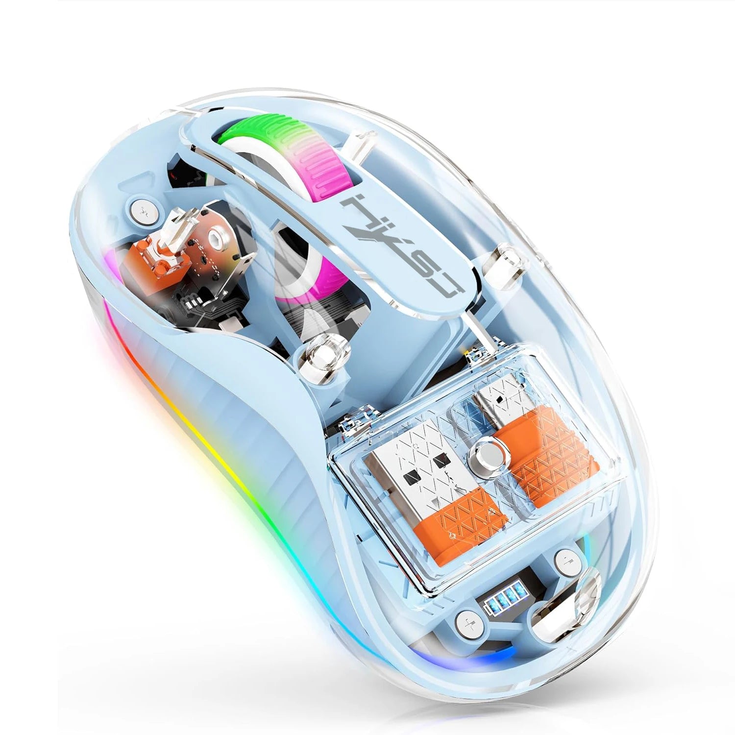 New HXSJ M333 Transparent Mouse Wireless Three-mode Magnetic Suction Mute Rechargeable Mouse For Tablet PC Notebook