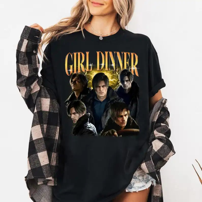 9 Requiem Leon S. Kennedy Girl Dinner Cotton  Game  Black shirt