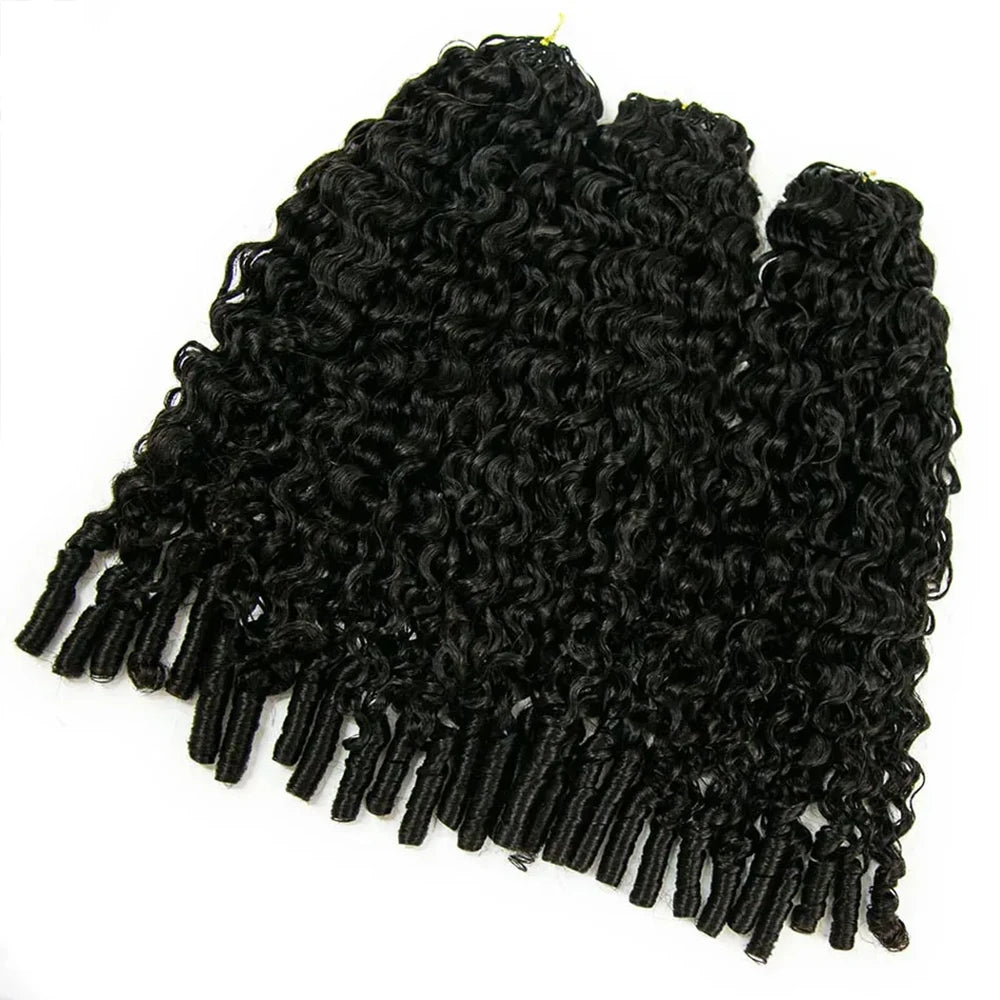 3rd Generation Deep Curly Crochet Human Hair Extension With Coily End Boho Braids Pre Separated Remy Feather Crochet Extension