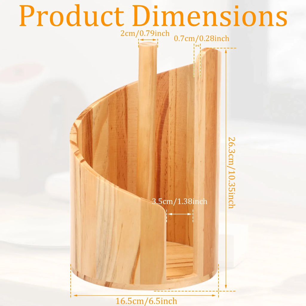 New Paper Towel Holder Wooden Kitchen Spiral Roll Paper Holder Anti-Skid Tissue Vertical Stand Countertop Bathroom Decoration