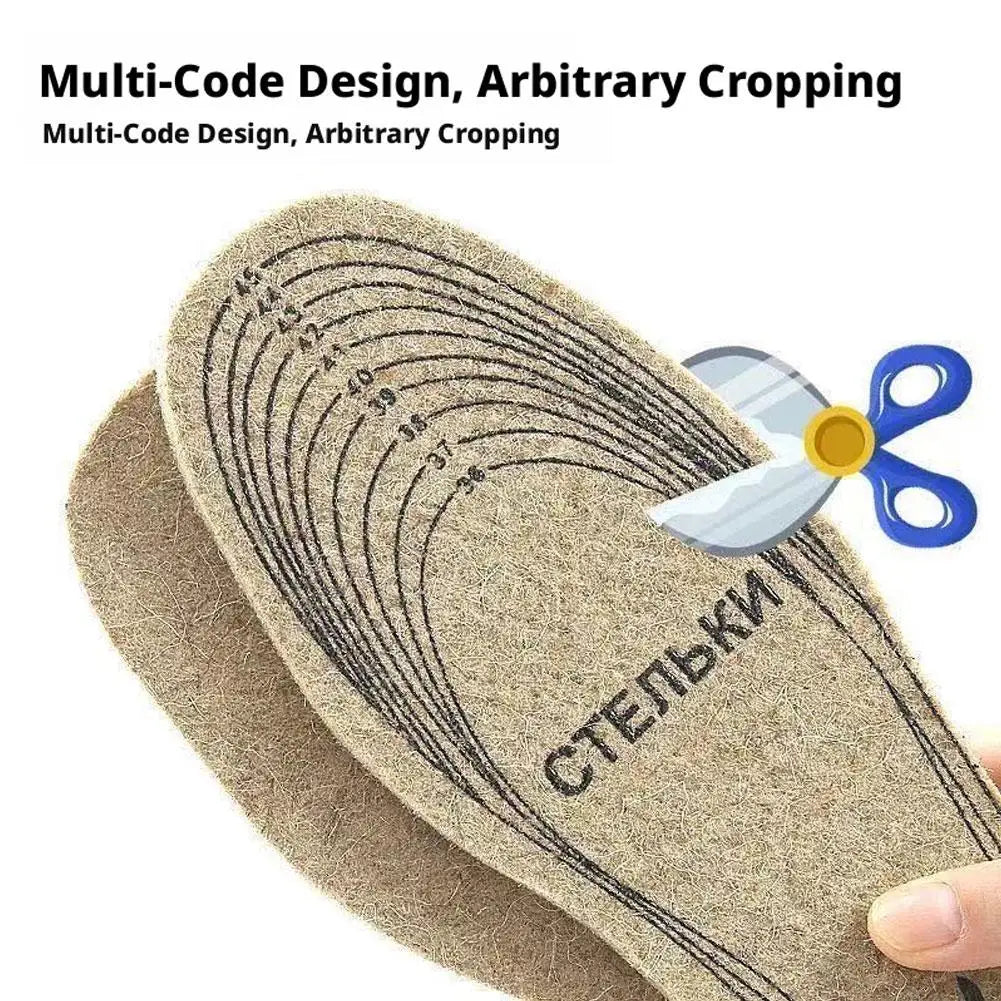 7mm Extra Thick Wool Felt Insoles Winter Warm Thermal Shoe Pads Cut to Fit Breathable Deodorant Cushion Unisex 2/4/10/20 Pairs