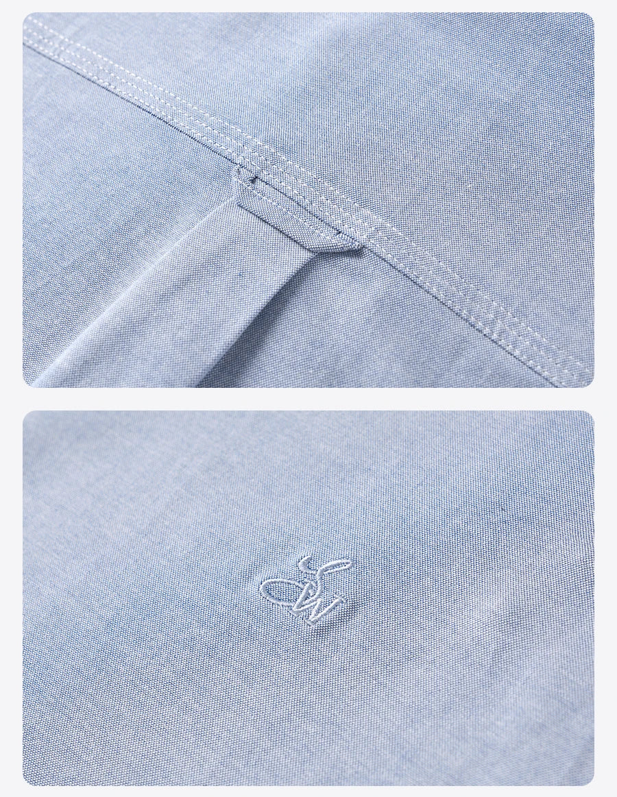 SIMWOOD 2026 Spring New Regular Fit Smart Casual Shirts Men Basic Solid Color 180gsm Oxford Fabric Shirts