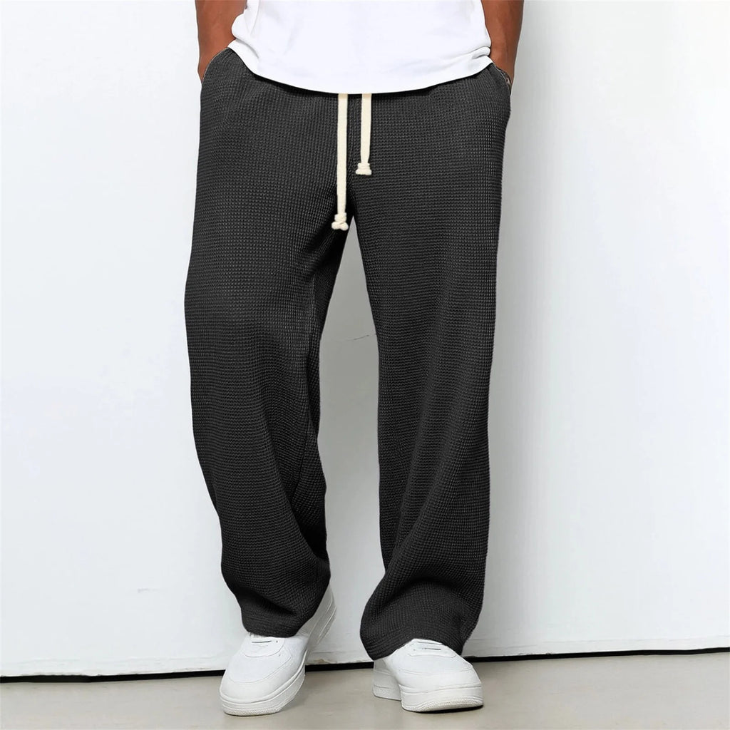 2026 New Men's Retro waffle fabric Casual Male Fashion Solid Sweatpants Harajuku Pants New Men Clothing ﻿