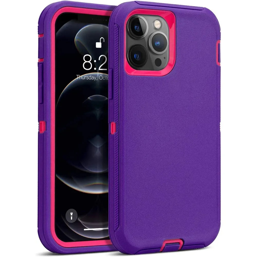 Shockproof Case for iPhone 16 15 14 13 12 11 ProMax Plus Military-Grade Heavy Duty Slim Silicone Cover Soft TPU Bumper 2-Pack