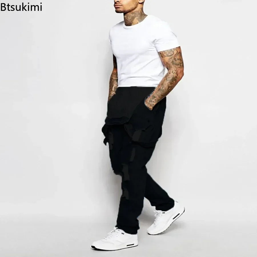 2026 Men's Ripped Denim Overalls Fashion Full Length Suspender Pants Man Jeans High Street Jumpsuit Distressed Casual Trousers
