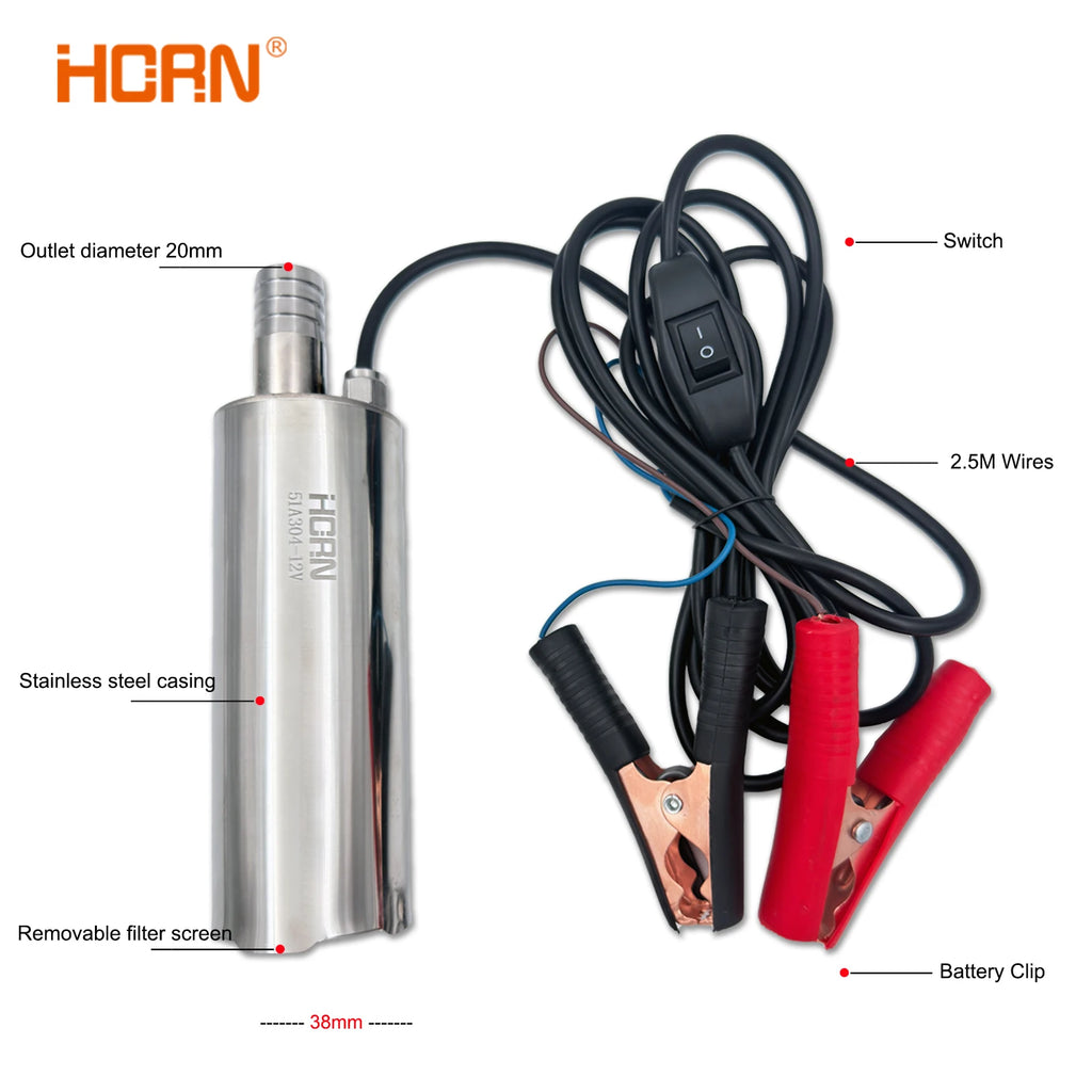 12V/24V 130W Portable DC Submersible Electric Pump For Diesel Fuel Delivery Water Sewage Suction Transfer Electric Pump 60L/Min