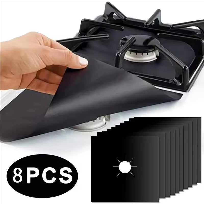 2/4/8Pcs Gas Stove Protector Cooker Lid Liner Cleaning Pad For Kitchen Cookware Accessories Piece Reusable Boiler Hood Protectiv